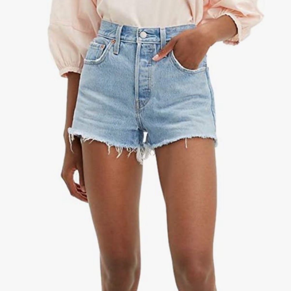 Levi’s 501 Raw Hem Light Wash Shorts